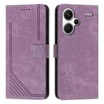 For Xiaomi Redmi Note 13 Pro+ Skin Feel Stripe Pattern Leather Phone Case with Long Lanyard(Purple)