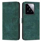 For Xiaomi 14 Skin Feel Stripe Pattern Leather Phone Case with Long Lanyard(Green)