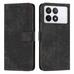 For Xiaomi Redmi K70E Skin Feel Stripe Pattern Leather Phone Case with Long Lanyard(Black)