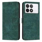 For Xiaomi Redmi K70 / K70 Pro Skin Feel Stripe Pattern Leather Phone Case with Long Lanyard(Green)