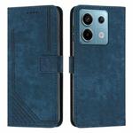 For Xiaomi Redmi Note 13 Pro 4G Global Skin Feel Stripe Pattern Leather Phone Case with Long Lanyard(Blue)