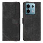 For Xiaomi Redmi Note 13 Pro 4G Global Skin Feel Stripe Pattern Leather Phone Case with Long Lanyard(Black)