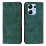 For Xiaomi Redmi Note 13 4G Global Skin Feel Stripe Pattern Leather Phone Case with Long Lanyard(Green)