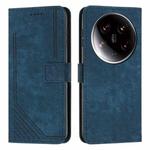 For Xiaomi 14 Ultra Skin Feel Stripe Pattern Leather Phone Case with Long Lanyard(Blue)