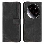 For Xiaomi 14 Ultra Skin Feel Stripe Pattern Leather Phone Case with Long Lanyard(Black)