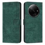 For Xiaomi Redmi A3 Skin Feel Stripe Pattern Leather Phone Case with Long Lanyard(Green)