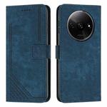 For Xiaomi Redmi A3 Skin Feel Stripe Pattern Leather Phone Case with Long Lanyard(Blue)