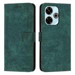 For Xiaomi Redmi 13 4G Skin Feel Stripe Pattern Leather Phone Case with Long Lanyard(Green)