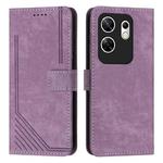 For Infinix Zero 30 4G Skin Feel Stripe Pattern Leather Phone Case with Lanyard(Purple)