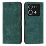 For Infinix Zero 30 5G Skin Feel Stripe Pattern Leather Phone Case with Lanyard(Green)