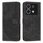 For Infinix Zero 30 5G Skin Feel Stripe Pattern Leather Phone Case with Lanyard(Black)