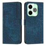 For Infinix Hot 40i Skin Feel Stripe Pattern Leather Phone Case with Lanyard(Blue)