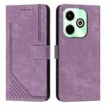 For Infinix Hot 40i Skin Feel Stripe Pattern Leather Phone Case with Lanyard(Purple)