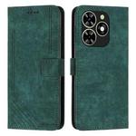 For Infinix Smart 8 Skin Feel Stripe Pattern Leather Phone Case with Lanyard(Green)