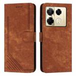For Infinix Note 40 Pro 4G / 5G Skin Feel Stripe Pattern Leather Phone Case with Lanyard(Brown)