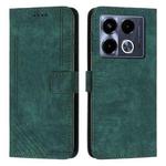 For Infinix Note 40 4G Skin Feel Stripe Pattern Leather Phone Case with Lanyard(Green)