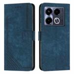 For Infinix Note 40 4G Skin Feel Stripe Pattern Leather Phone Case with Lanyard(Blue)