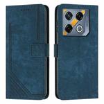For Infinix GT 20 Pro Skin Feel Stripe Pattern Leather Phone Case with Lanyard(Blue)