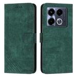 For Infinix Note 40 5G Skin Feel Stripe Pattern Leather Phone Case with Lanyard(Green)