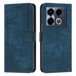 For Infinix Note 40 5G Skin Feel Stripe Pattern Leather Phone Case with Lanyard(Blue)