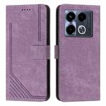 For Infinix Note 40 5G Skin Feel Stripe Pattern Leather Phone Case with Lanyard(Purple)
