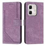 For Infinix Hot 50i Skin Feel Stripe Pattern Leather Phone Case with Lanyard(Purple)