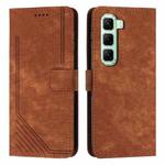 For Infinix Hot 50 Pro 4G Skin Feel Stripe Pattern Leather Phone Case with Lanyard(Brown)