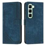 For Infinix Hot 50 Pro 4G Skin Feel Stripe Pattern Leather Phone Case with Lanyard(Blue)