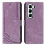 For Infinix Hot 50 Pro 4G Skin Feel Stripe Pattern Leather Phone Case with Lanyard(Purple)