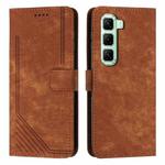 For Infinix Hot 50 Pro+ 4G Skin Feel Stripe Pattern Leather Phone Case with Lanyard(Brown)