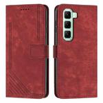 For Infinix Hot 50 Pro+ 4G Skin Feel Stripe Pattern Leather Phone Case with Lanyard(Red)