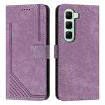 For Infinix Hot 50 Pro+ 4G Skin Feel Stripe Pattern Leather Phone Case with Lanyard(Purple)