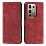 For Infinix Note 50 4G / 50 Pro 4G Skin Feel Stripe Pattern Leather Phone Case with Lanyard(Red)
