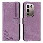 For Infinix Note 50 4G / 50 Pro 4G Skin Feel Stripe Pattern Leather Phone Case with Lanyard(Purple)