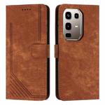 For Infinix Note 50x Skin Feel Stripe Pattern Leather Phone Case with Lanyard(Brown)
