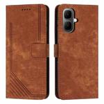 For Infinix Smart 10 4G Skin Feel Stripe Pattern Leather Phone Case with Lanyard(Brown)