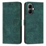 For Infinix Smart 10 4G Skin Feel Stripe Pattern Leather Phone Case with Lanyard(Green)