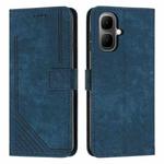 For Infinix Smart 10 4G Skin Feel Stripe Pattern Leather Phone Case with Lanyard(Blue)