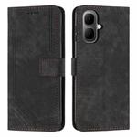 For Infinix Smart 10 4G Skin Feel Stripe Pattern Leather Phone Case with Lanyard(Black)