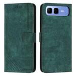 For Infinix Smart 10 Plus 4G Skin Feel Stripe Pattern Leather Phone Case with Lanyard(Green)