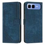 For Infinix Smart 10 Plus 4G Skin Feel Stripe Pattern Leather Phone Case with Lanyard(Blue)