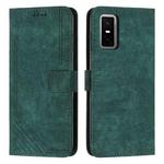 For Infinix GT 30 Pro Skin Feel Stripe Pattern Leather Phone Case with Lanyard(Green)