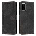 For Infinix GT 30 Pro Skin Feel Stripe Pattern Leather Phone Case with Lanyard(Black)