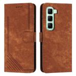 For Infinix Hot 60 Pro+ 4G Skin Feel Stripe Pattern Leather Phone Case with Lanyard(Brown)