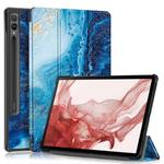 For Samsung Galaxy Tab S9+ Custer Painted 3-Fold Holder Smart Leather Tablet Case(Waves)