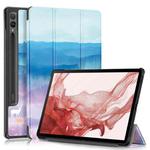 For Samsung Galaxy Tab S9+ Custer Painted 3-Fold Holder Smart Leather Tablet Case(Dream Deer)