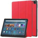 For  Amazon Fire Max 11 Custer Pure Color 3-Fold Holder Smart Leather Tablet Case(Red)