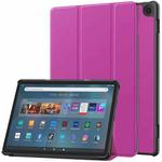 For  Amazon Fire Max 11 Custer Pure Color 3-Fold Holder Smart Leather Tablet Case(Purple)
