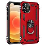 For iPhone 12 mini Shockproof TPU + PC Protective Case with 360 Degree Rotating Holder(Red)