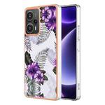 For Xiaomi Poco F5 5G/Redmi Note 12 Turbo Electroplating IMD TPU Phone Case(Purple Flower)